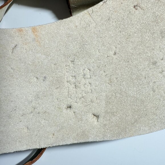 Free People Women's Gold Wood and Leather Sandals Size 7.5 Bohemian Girly - Picture 10 of 11